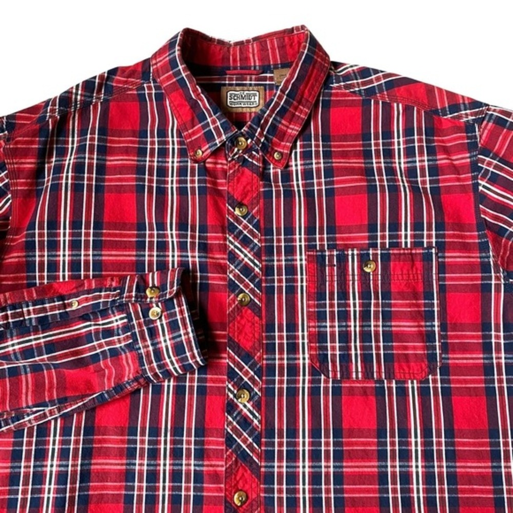 C.E. Schmidt Workwear Men's Shirt 2XLT Red Tartan Plaid Outdoor Thick Cotton